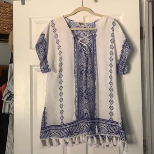 Show me your mumu blue and white tunic